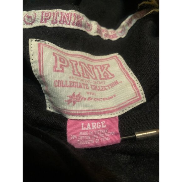 VTG Y2K Pink Victoria’s Secret Hoodie Black Velvet Faux Fur Lined Hoodie UWV Sz - Picture 11 of 12